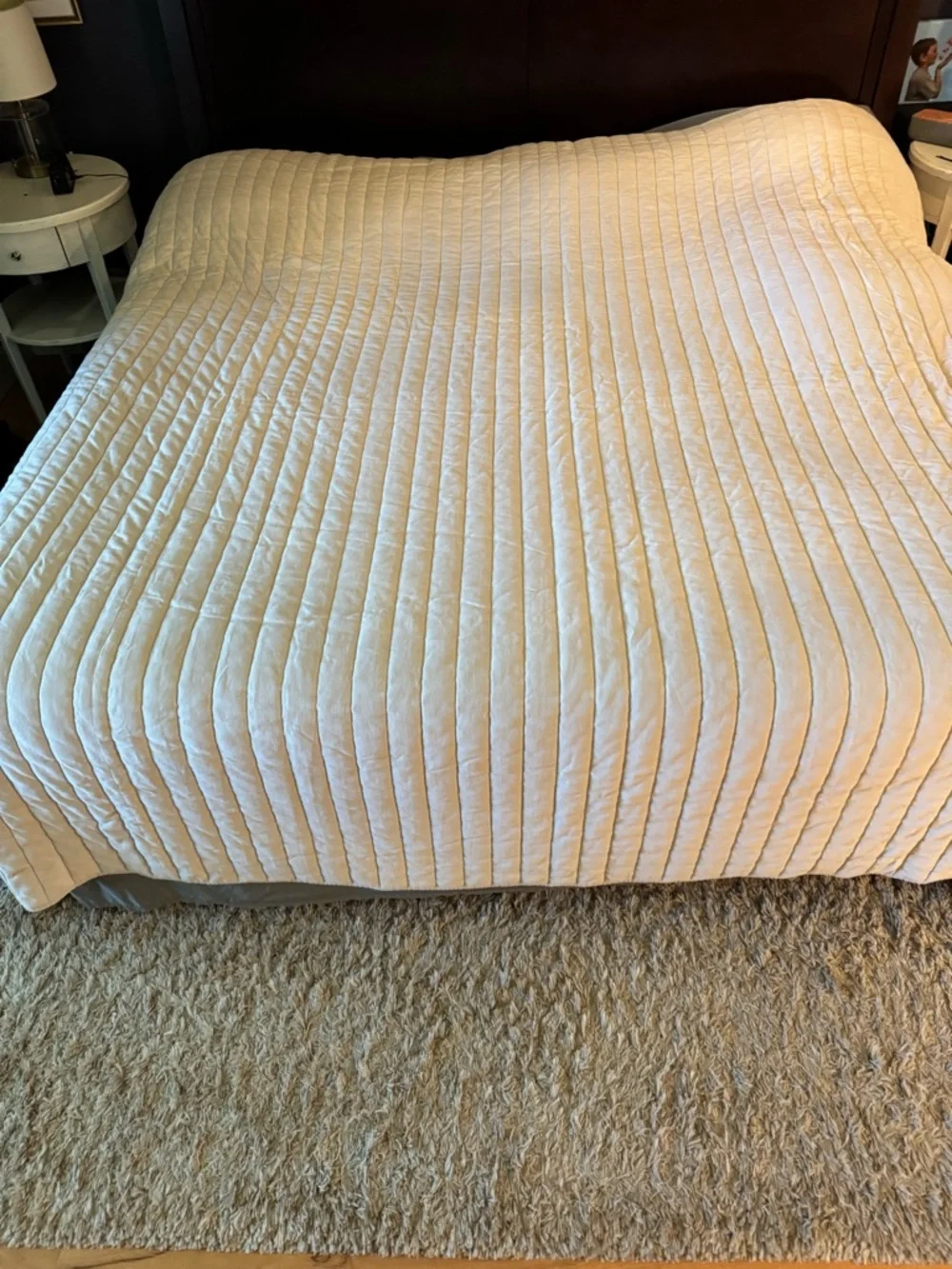 King Quilted Comforter Set in Light Beige - Soft, Reversible Bedding